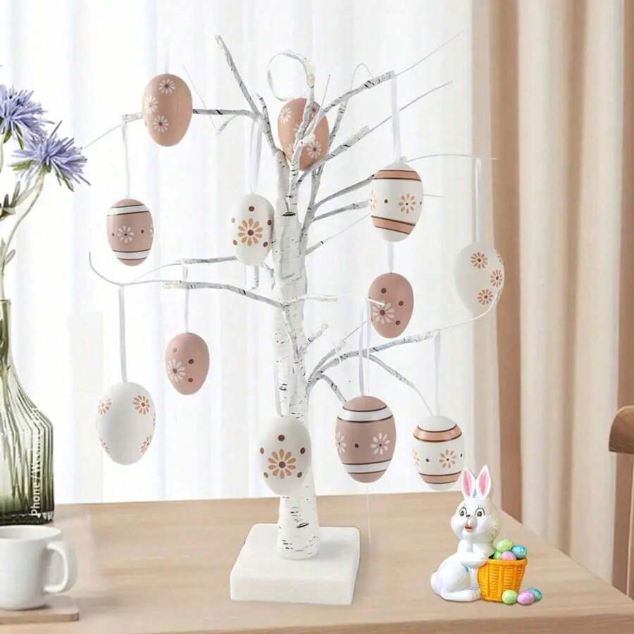 12pcs 6cm Plastic Easter Eggs Decorations - Unbreakable Hanging Easter Eggs, Suitable For Christmas Tree, Spring Festival Party, Colorful Fillable Decorative Eggs, Easter Baskets, Home And Garden Spring Display, DIY Craft Hanging Decor, Seasonal Easter Decorations