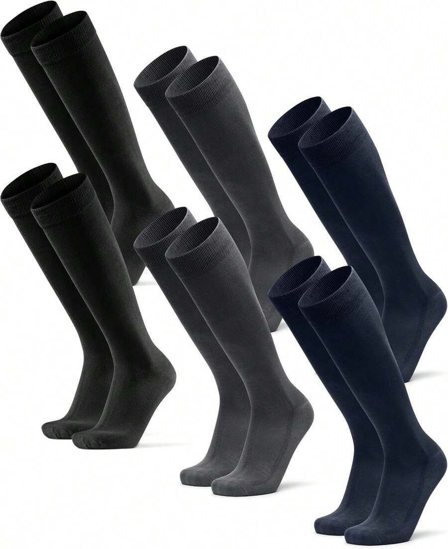 DANISH ENDURANCE Calcetines de Vestir de Viscosa de Bambú Hasta la Rodilla, para Hombre y Mujer, 3 Pack - Multicolor (1x Verde oscuro, 1x Verde claro, 1x Verde medio) - Ver 1