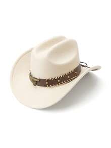 1pc Soft Wool Felt Western Cowboy Hat, Unisex, Leather Strap Buckle, Suitable For Back To School, Parties, Western Themed Events, Gatherings, Cosplay, Graduation, Masquerade, Festivals, Birthdays, Music Festivals, Hiking, Daily Wear - Style 1 - View 18