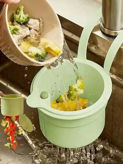 1pc 2-In-1 Heavy Duty Sink Strainer With Adjustable Hanging, Removable Filter Net For Easy Installation And Disassembly, Space-Saving Automatic Self-Cleaning Push-Style Sink Strainer Basket, Suitable For Dishwashing, Vegetable Rinsing, Sink Drainage - Ideal For Home And Commercial Kitchens, Efficient Food Filter, Sturdy Structure, Essential For Busy Households