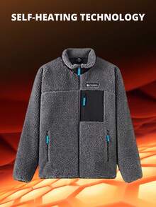 CAMEL CROWN 休闲保暖抓绒外套，情侣加厚抓绒外套，秋冬季 - 深灰 - 查看 2