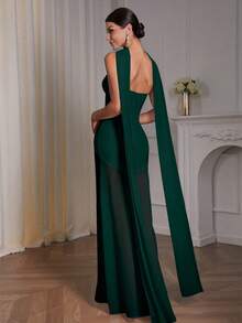 Đầm nữ màu trơn cho ngày Valentine, đầm ôm sát kiểu băng quấn, đầm lưới không dây, đầm hở lưng gợi cảm, đầm xuyên thấu, đầm khăn choàng thanh lịch, đầm dự tiệc sang trọng của người nổi tiếng, đầm dạ hội nữ, đầm Giáng sinh, đầm năm mới, đầm cưới mùa xuân - Màu xanh lá cây đậm - Xem 3