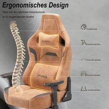 Cadeira Gamer Ergonômica Devoko Com Acabamento, Apoio De Braço 3D, Almofada Lombar E Encosto De Cabeça Em Espuma Viscoelástica, Capacidade Máxima De Carga De 200 Kg, Encosto Ajustável (90-135°) - Laranja Coral - Ver 5