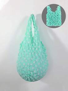 1 túi tote co giãn thần kỳ cho nữ, túi mua sắm cầm tay có thể thu gọn, dung tích lớn, túi mua sắm tái sử dụng, túi mua sắm gấp gọn, túi dứa nhăn bong bóng, vật dụng du lịch thiết yếu cho du lịch, cắm trại, ngoài trời, bãi biển, kỳ nghỉ hè, tựu trường - Nhiều màu - Xem 15