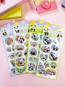 Pegatinas de dibujos animados de panda en relieve 3D, estilo abstracto, adecuadas para decoración de cascos, elaboración de libros de manualidades, decoración de automóviles, decoración de fiestas