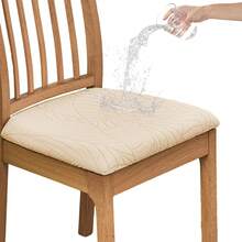 Juego de 4 fundas elásticas y antideslizantes lavables para sillas de comedor, fundas de cojín amarillas para sillas de cocina y comedor - 27 - Ver 7