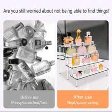 1pc Transparent Acrylic Tiered Display Stand, Versatile Desktop Acrylic Organizer For Figurines, Perfumes, Cosmetics, Accessories.Tabletop Transparent Acrylic Hand-Made Doll Perfume Cosmetics Cake Accessories Multi-Purpose Storage Rack.. - Clear - View 5