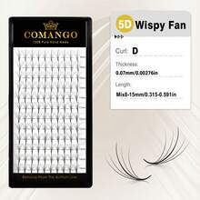 CoMango 120片D型5D纤细预制假睫毛簇，0.07毫米尖头预制混合假睫毛簇，仿貂毛纤细尖头假睫毛簇，批发假睫毛簇，假睫毛簇，单根假睫毛，假睫毛 - D - 查看 15