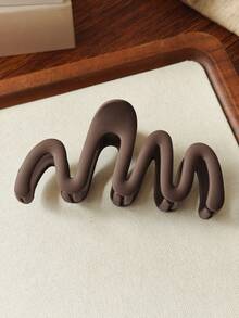 5pcs/1pc 4.64in/11.8cm Brown Solid Warm-Tone Square, Rib, Cross, Curved, Plush Hair Clips, Fashion Versatile High-End Elegant Simple Minimalist Solid Color Hair Claws, Suitable For Daily Outing, Casual, Party, Commute, Vacation, Ponytail, Bun, Face Washing, Makeup, Outfit Matching Accessories Elegant Claw Clips - Brown - View 6