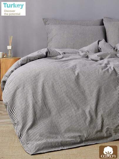 CAQQA 3 Pieces Turkish Cotton Woven Duvet Cover Set | Duvet Cover And Pillowcase, Modern Bedding For Bedroom, 135*200 Cm, 150*200 Cm, 200*200 Cm, 200*220 Cm, 220*240 Cm