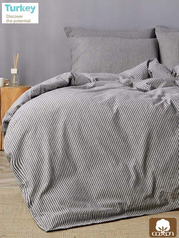 CAQQA 3 Pieces Turkish Cotton Woven Duvet Cover Set | Duvet Cover And Pillowcase, Modern Bedding For Bedroom, 135*200 Cm, 150*200 Cm, 200*200 Cm, 200*220 Cm, 220*240 Cm