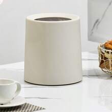 1pc Nordic Style Minimalist Round Trash Can For Living Room, Bedroom, Kitchen, Bathroom, Office, Stylish Waste Bin (Matching Desktop Trash Can Also Available For Makeup Desk, Office Desk, Dining Table, Coffee Table, Etc.) - White - View 7