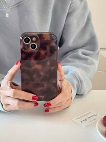 Retro Amber Leopard Print 15 Pro Max/ 16 Phone Case, Minimalist Soft Silicone Protective Cover Compatible With Iphone 12 Pro, 14, 13, 17 - Brown - View 7