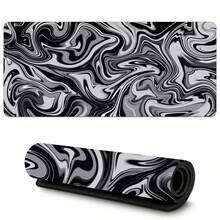 1pc Black & White Topographic Map Large Mousepad, Office Computer Gaming Accessory, Rubber Edged Keyboard Mat, Mouse Pad, Non-Slip Laptop Desk Pad - Multicolor - View 1