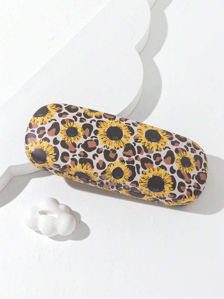 1 hộp đựng kính mắt họa tiết da báo và hoa hướng dương - Hoa hướng dương-099 - Xem 1