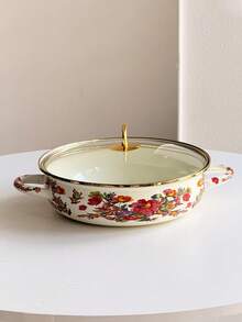 27cm/24cm Enamel Dinnerware Set, Including Baking Tray, Casserole, Soup Pot, Cooking Pot And Seafood Pot, Suitable For Restaurant, Home, Living Room And Kitchen. Great For Serving Bread, Turkey, Cheese Bread, Pizza, Seafood And Hand-Pulled Rice. Ideal For Outdoor Activities, Weddings, Parties, Gifts, Birthdays, Thanksgiving, Harvest Festival, And Family Gatherings. - Flowers and Birds - View 20