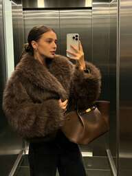 Giacca corta di moda con colletto in finta pelliccia di volpe, cappotto in pelliccia artificiale giovanile, nuova collezione autunno/inverno