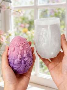 1个精美复活节兔子硅胶模具 - 耐用/耐热，适用于树脂/石膏/肥皂，复活节/各种节日礼物（母亲节/儿童节）硅胶模具 - 白色 - 查看 3