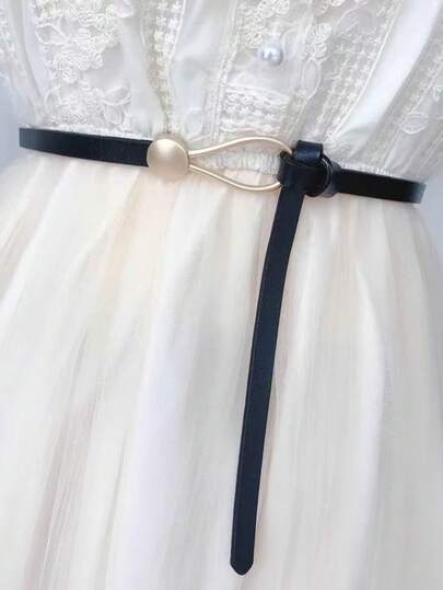 New Versatile Waist Chain Dress Accessory, Elastic Waist Belt, Solid Color PU Leather