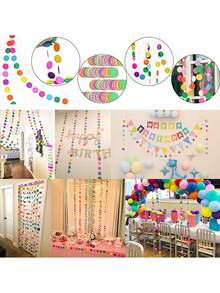 3.96m (7.92m) Rainbow Paper Flower Wreath With Polka Dots - Ideal For Birthday, Wedding, Baby Shower, Classroom, Candy Land And Streamer Party Decor - Multicolor - View 4