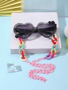 1件装 男孩女孩 9-12岁 聚碳酸酯心形镜框 儿童时尚眼镜 精致闪亮 适合户外活动、节日礼物。 - 彩色 - 查看 12