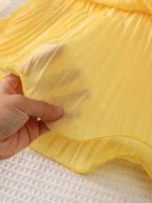 Summer Baby Girls' Sleeveless Ruffle Cake Dress, Solid Color Suspender Design - Yellow - View 4