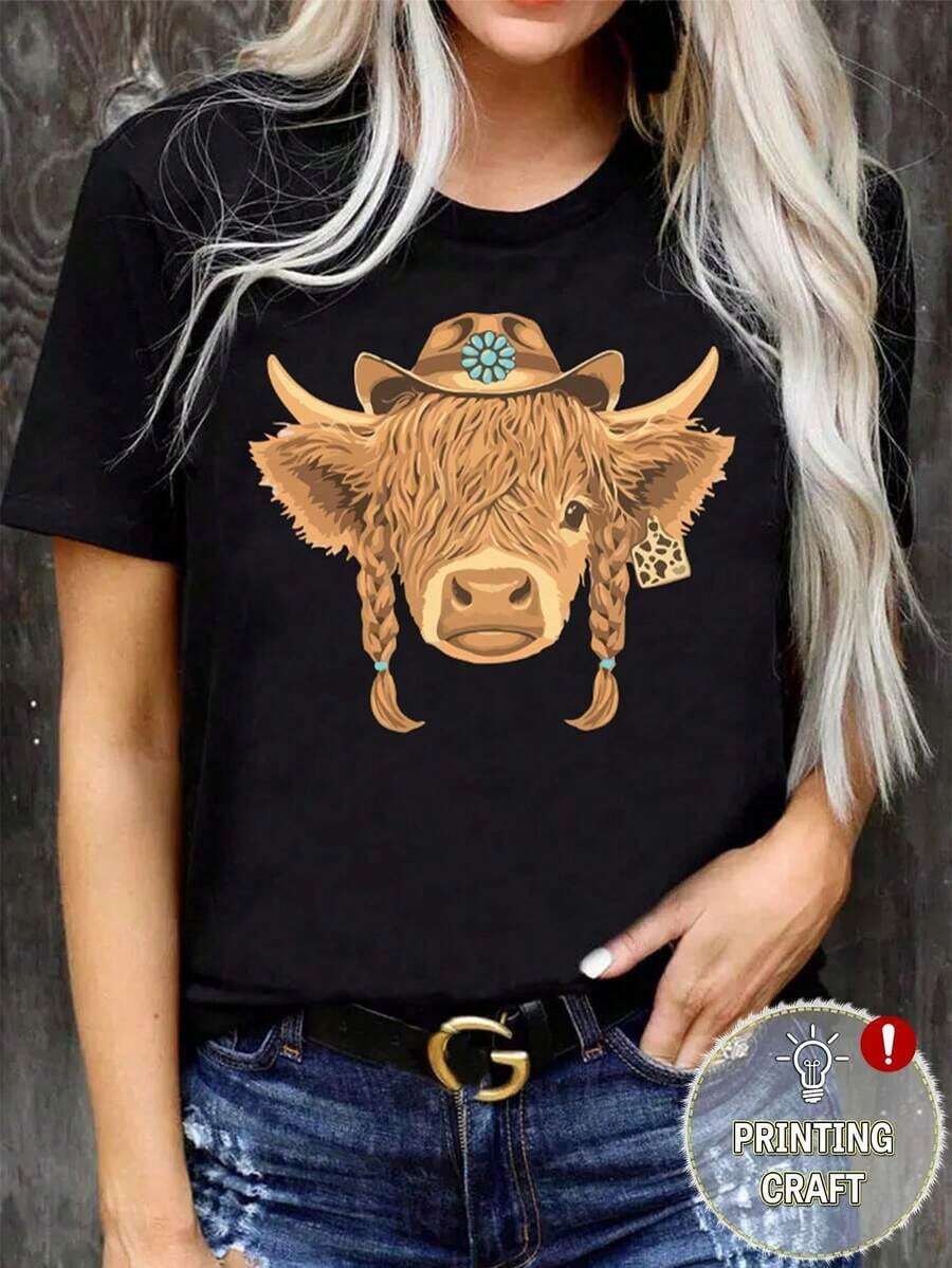 2026 Summer ShirtTaskSense Coffee Beans Embroidery Graphic Round Neck Women T-ShirtLoose And Comfortabletops De Mujer - màu đen - Xem 1