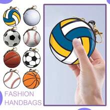 Monedero con cremallera en forma de bola, monedero pequeño de dibujos animados, monedero con cremallera, regalos de cumpleaños para niños - Fútbol americano - Ver 4