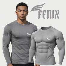 Thermal Shirt Second Skin T-Shirt UV Protection Compression Cold Heat Men's Blouse FÊNIX - 灰色 - 查看 5