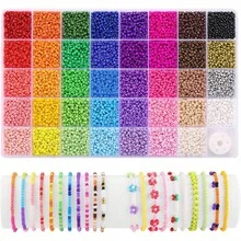 9700pcs 39-Color Mixed Glass Seed Bead DIY Jewelry Making Kit, Craft Gift For Women, Friendship Bracelet Beading Set, 3 Styles Available (A/B/C) - 39-color Rice Beads - View 1