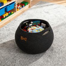 OYHOMO Round Globosity Storage Basket With Handle, Pet Toys Basket Cat Dog Toys Basket Home Decor Woven Storage Organizer For Bathroom, Living Room, Bedroom, Office - Multipurpose Open-Top Container For Towels, Cosmetics, Plants - Multicolor - View 11