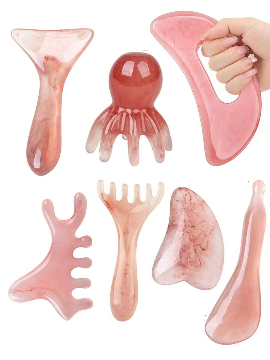 1块ABS材质刮痧板，适用于背部和面部，手动可重复使用，放松肌肉，缓解肌肉疲劳 - 水疗皮肤肌肉按摩器，身体刮痧工具，面部刮痧工具，深层组织按摩工具套装，放松颈肩，新月形刮痧板，刮痧，淋巴引流，消除橘皮组织，背部刮痧板，学校，返校，旅行，旅行必备，居家必备，水疗，按摩工具，按摩，按摩器，水疗