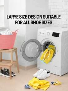 1pc Shoe Wash Bag, Suitable For All Types Of Shoes - Sturdy Polyester Zipper Closure, Plush Lining Interior Protective Laundry Bag, Reusable, For Athletic, Sports & Casual Shoes - Multicolor - View 2