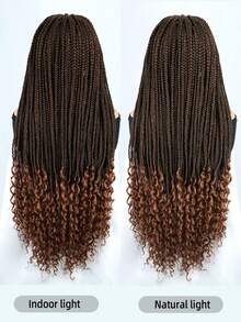 Full Lace Front Knotless Box Braided Wigs With Baby Hair For Women 36 Inches Super Long Braids Wig With Curls Ends Lace Frontal Braid Synthetic Wigs Daily Used - Multicolor - View 8