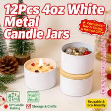 12Pcs 4oz White Metal Candle Jars - Small Candle Containers For Homemade Candle Making, Arts & Crafts, Storage. Perfect Valentine's Day & Spring Festival Gift For BFF, Friends & Family. - White - View 8