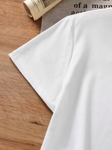 Young Girls Capybara Digit "67" & "SIX SEVEN" Letter Print Short Sleeve T-Shirt - White - View 5