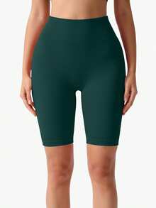 Seamless High-Elastic Women's Sports Shorts,Soft And Comfortable Fitness Running Shorts,Tuck In The Abdomen And Lift The Buttocks For Women Leggings,Multi-Color Options(Black/Blue/Green/Apricot/Hot Pink) - 綠色 - 查看 3