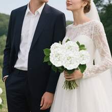 30pcs Artificial Hydrangea Flower, Artificial Hydrangea Flowers Heads With Stems For Outdoors Home Garden Outdoor Ceremony Wedding Arch Floral Decor, Spring Summer Home Decor Realistic Faux Hydrangea Heads (White) - White - View 7