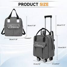 2pcs/Set 20" Underseat Carry On Luggage Oxford Expandable Softside Upright Luggage Set With 4 Spinner Wheels Rolling Travel Bags For Men Women - Grey - View 4