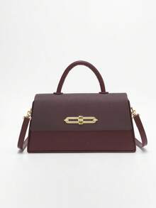 1个女士手提包，硬挺方正造型，时尚优雅女士单肩/斜挎包，黑色