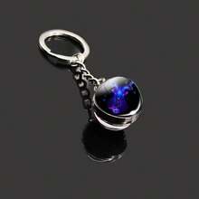 1pc New 12 Zodiac Keychain, Starry Sky Luminous Keychain, Time Stone Glass Ball Keychain, Pendant Keychain Gift Gifts For Mother, Father, Graduation, And Teacher - Multicolor New-1 - View 5