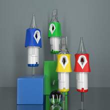 20 cartuchos de agulhas para tatuagem - Agulhas redondas padrão para contorno, adequadas para máquinas de tatuagem rotativas tipo caneta, alta qualidade e duráveis, cores sortidas (azul, vermelho) - Suprimentos profissionais para tatuagem, embalagem vibrante, com grips de silicone e ponteiras de alta qualidade. - Vermelho - Ver 2