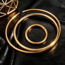 10pcs Stainless Steel 30-60mm Large Round Ring Gold Plated Pendant Base Earring Making Materials Connectors, Suitable For Jewelry Wholesale - Round - View 7