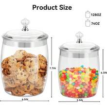 2 Pcs Candy Cookie Jar With Lids - 128 Oz 74 Oz Plastic Airtight Containers Large Kitchen Pantry Food Apothecary Storage Sealed Canisters Coffee Cereal Pasta Flour Rice Snack - 128 oz + 74 oz - Xem 4