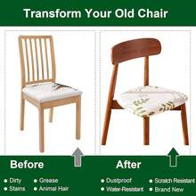 Stretch Non-Slip Soft Washable Dining Chair Covers Set Of 4, Yellow Cushion Slipcovers Kitchen And Dining Room Chairs - 18 - View 4