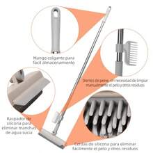 Escoba de Goma Escoba para Pelo de Perro Jalador para Pisos Giratorio 180° Raspar y Barrer con Dientes de Peine Herramienta Multiusos para Limpieza de Suelos y Ventanas Blanco - Blanco - Ver 7