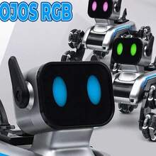 PERRO ROBOT ACROBACIAS - Juguete De Control Remoto Con Luces LED RGB, Sonido y Expulsión de Humo - Giro 360° - Excelente opción para regalarle a tus hijos - Plateado - Ver 3