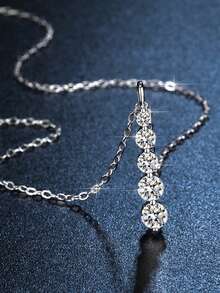 1pc New Moissanite Style Straight Line Rhinestone Necklace, Elegant & Delicate Clavicle Chain, Versatile Necklace Accessory For Women