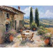 1pc 16x20inch Frameless Tuscany Hills Terrace Oil Painting On Canvas – Wall Art For Living Room, Bedroom, Or Home Office Decor, Art Decor - Multicolor - View 10