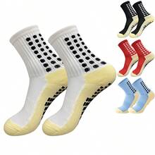 1 Pair  Men's Mid-Calf Socks, Anti-Slip Sports Socks, Adhesive-Laminated Basketball Socks, Thick Towel-Bottom, Breathable, Sweat-Absorbing Football Socks - 彩色 - 查看 2